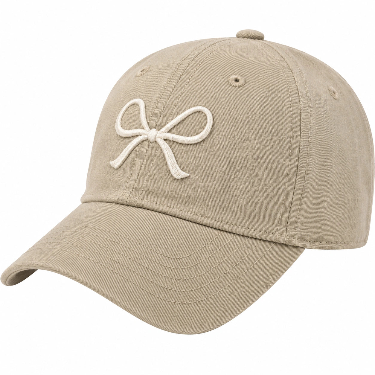 Beige Baseballkappe mit Schleifendetail
