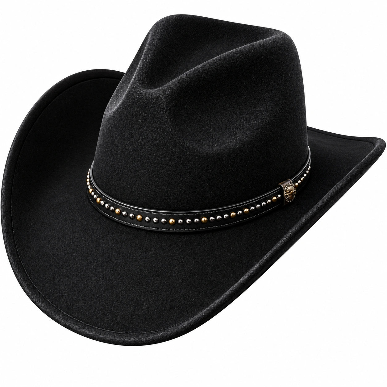 Schwarzer Cowboyhut mit Metallic-Hutband