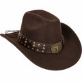 Brauner Cowboyhut mit Nieten und Lederband