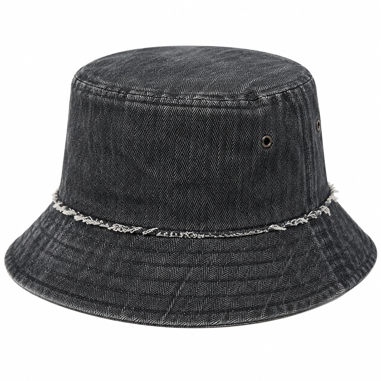 Unisex Bucket Hat Schwarz mit Fischgrätmuster
