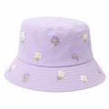 Lila Fischerhut mit Blumenstickerei Unisex