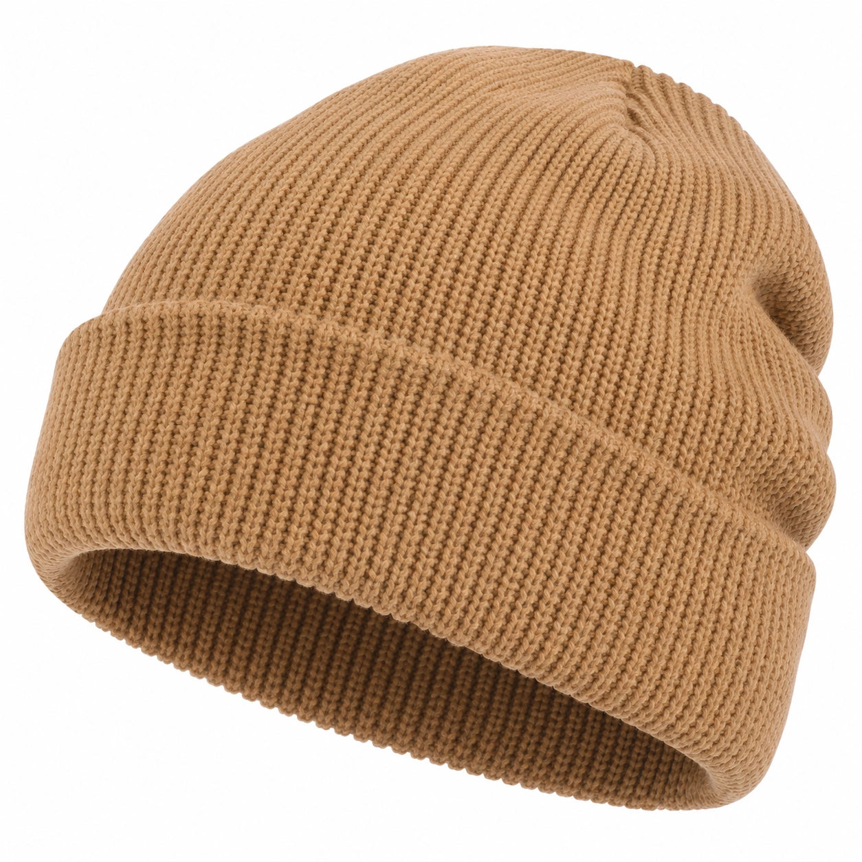Unisex Strickmütze mit Umschlag Braun