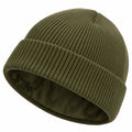 Warme Strickmütze mit Fleece-Futter Olivgrün